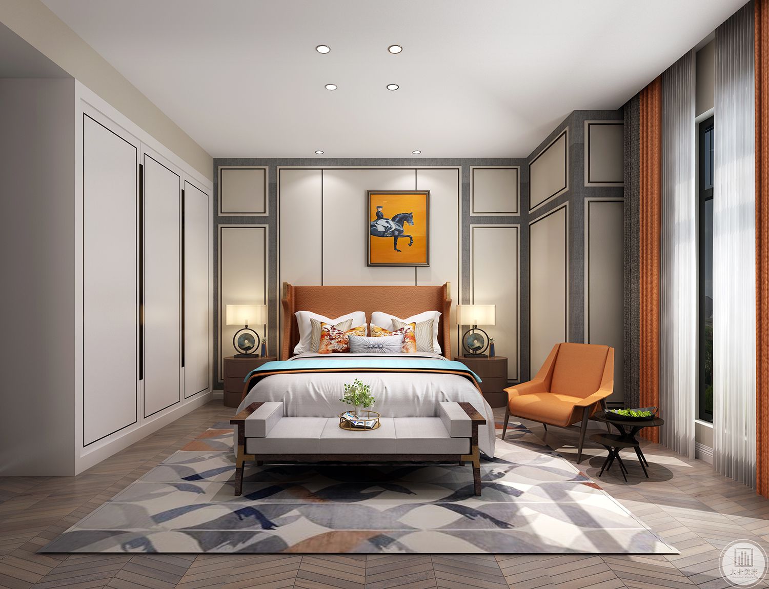 橡木色卧室地板效果图 – 设计本装修效果图