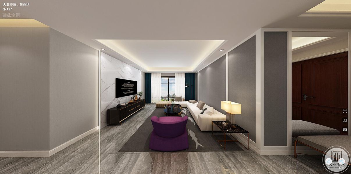 客厅，清新的色彩，柔和的色调大气整洁，空间感十足