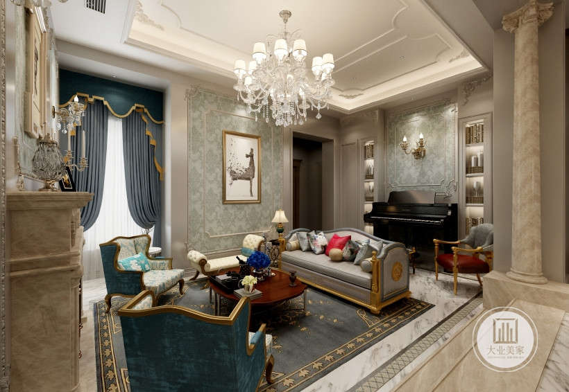 客厅，有的不只是豪华大气，更多的是惬意和浪漫。法式风格弥漫着复古、自然主义的情调